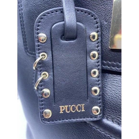 Emilio Pucci Medium City Marquise Top Handle Black Leather Shoulder Bag - Picture 11 of 12